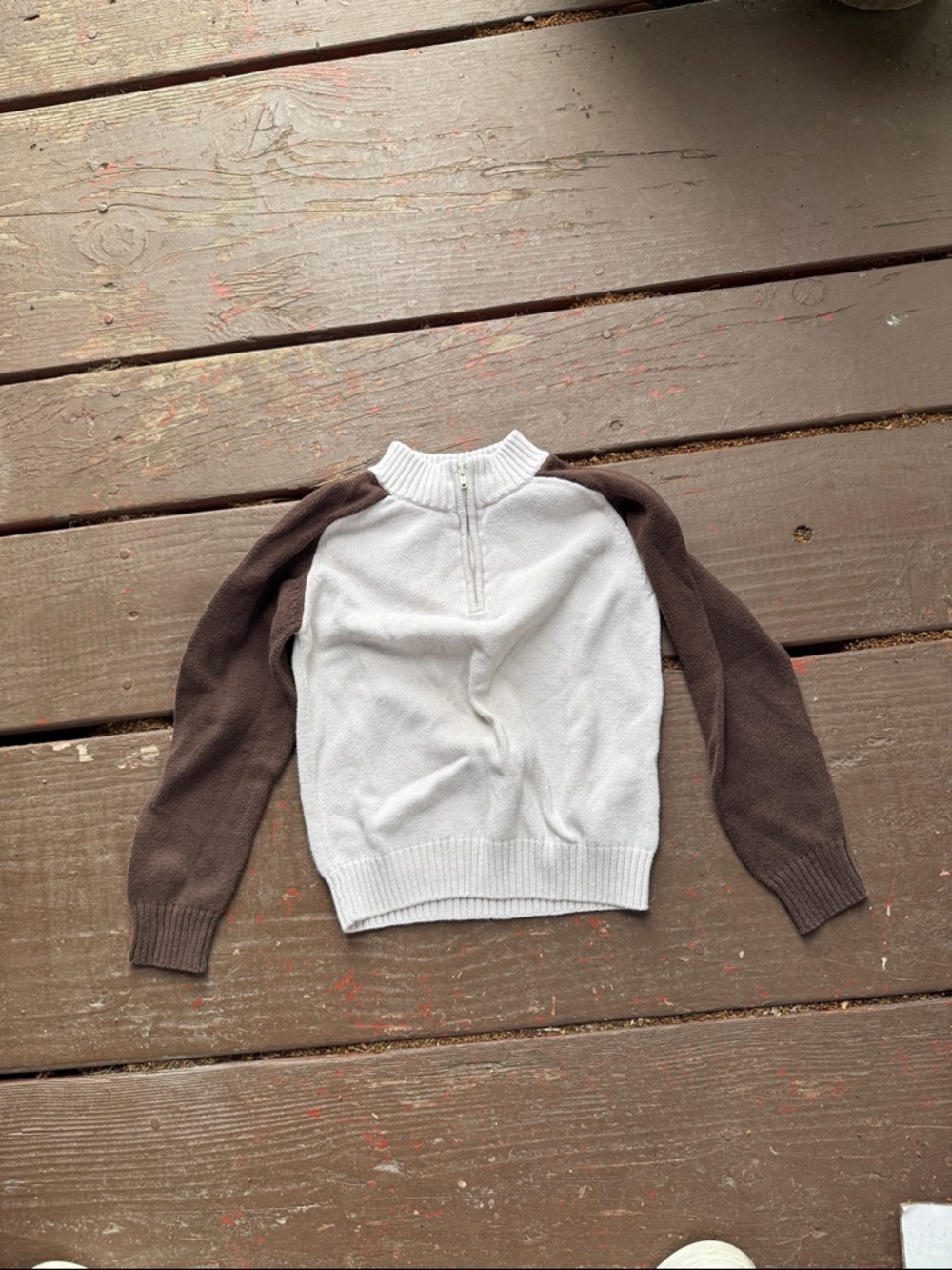 Arizona Jean Company Two-Tone Zip Pullover - White & Brown
